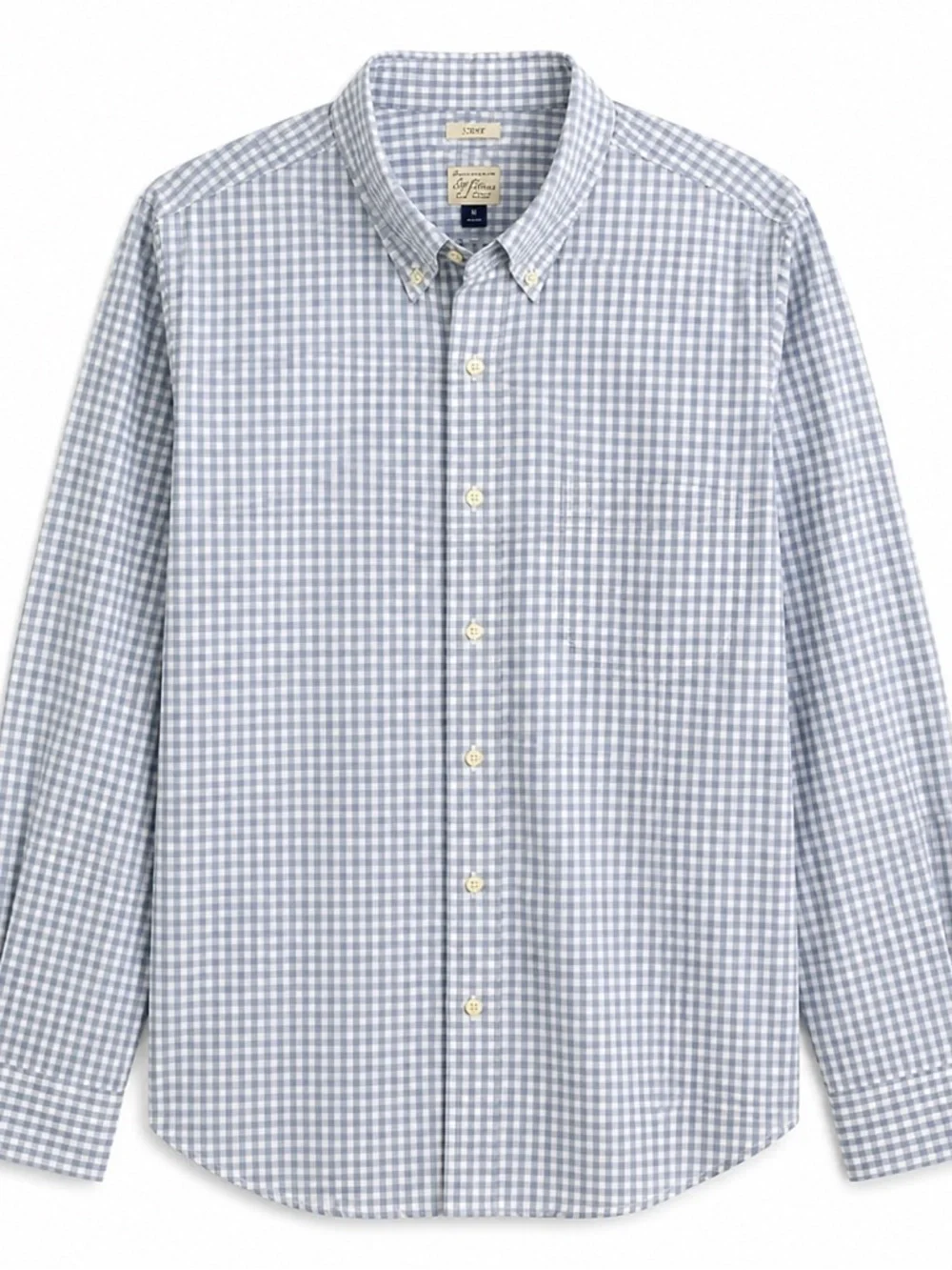 J.CREW,,SECRET WASH,LIGHT BLUE & WHITE,CHECKERED,BUTTON DOWN,MEN SHIRT.S…